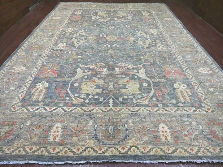 12'0" x 15'10" New Hand Knotted Grey Wool Rectangle Oriental Rug - MOA10222136