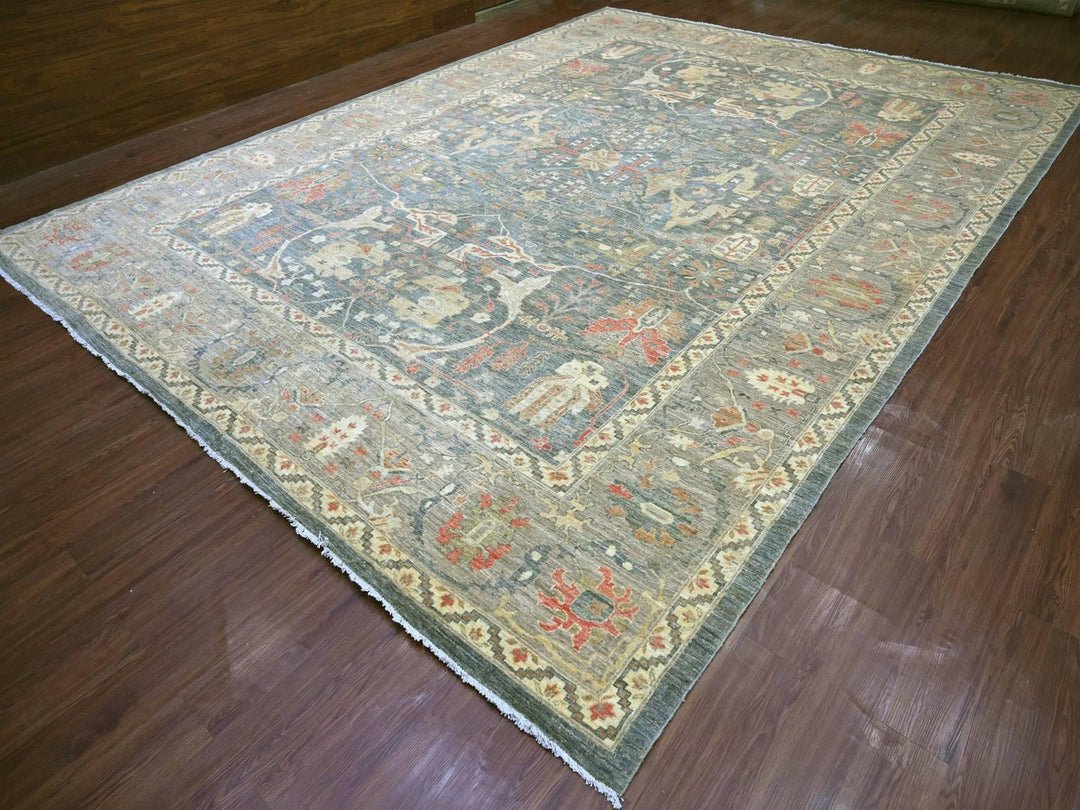 12'0" x 15'10" New Hand Knotted Grey Wool Rectangle Oriental Rug - MOA10222136