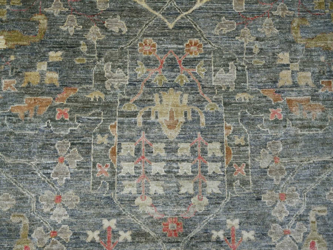 12'0" x 15'10" New Hand Knotted Grey Wool Rectangle Oriental Rug - MOA10222136
