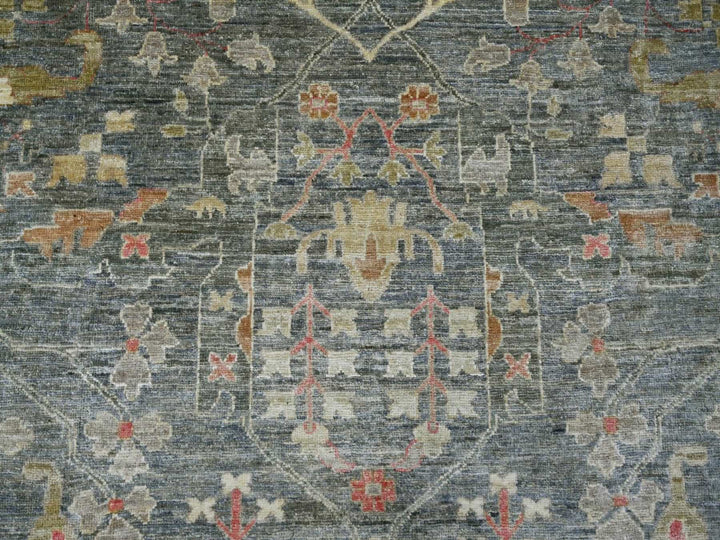12'0" x 15'10" New Hand Knotted Grey Wool Rectangle Oriental Rug - MOA10222136
