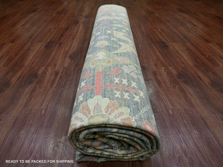 12'0" x 15'10" New Hand Knotted Grey Wool Rectangle Oriental Rug - MOA10222136