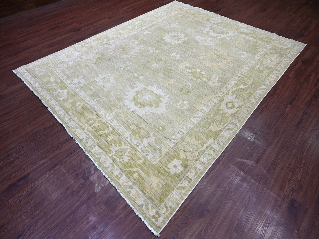 7'10" x 9'11" New Hand Knotted Green Wool Rectangle Oriental Rug - MOA10222137