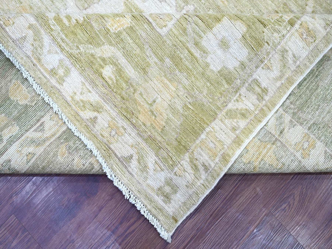 7'10" x 9'11" New Hand Knotted Green Wool Rectangle Oriental Rug - MOA10222137
