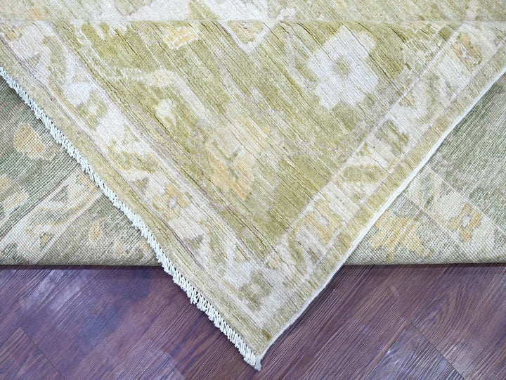 7'10" x 9'11" New Hand Knotted Green Wool Rectangle Oriental Rug - MOA10222137
