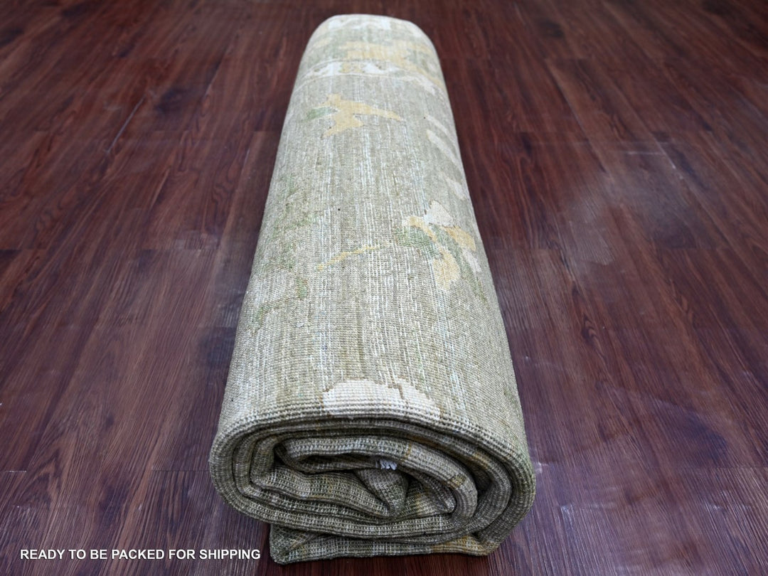 7'10" x 9'11" New Hand Knotted Green Wool Rectangle Oriental Rug - MOA10222137