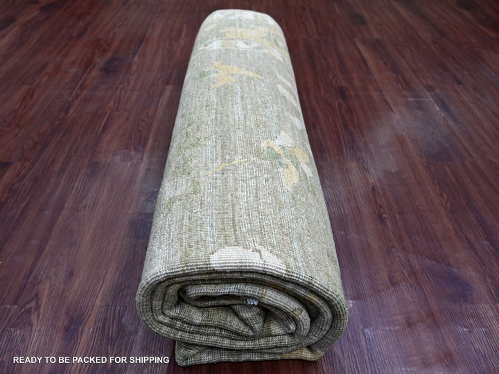 7'10" x 9'11" New Hand Knotted Green Wool Rectangle Oriental Rug - MOA10222137