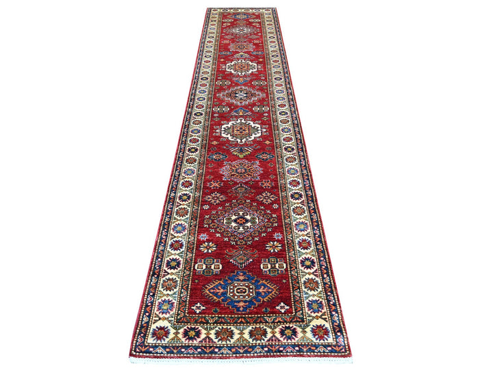 2'7" x 12'11" New Hand Knotted Red Wool Runner Oriental Rug - MOA10222141