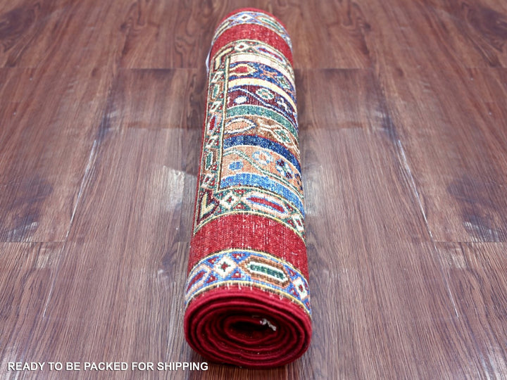 Soft handmade carpet for bedroom interior