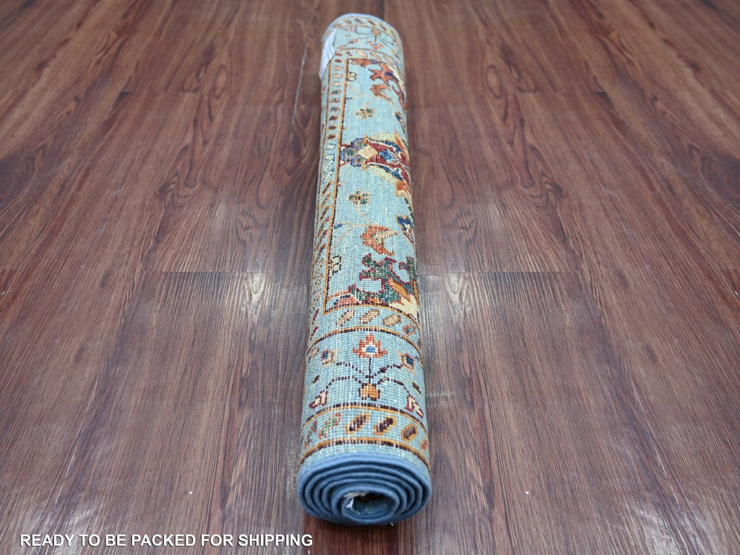 2'10" x 4'3" New Hand Knotted Blue Wool Rectangle Oriental Rug - MOA10222144
