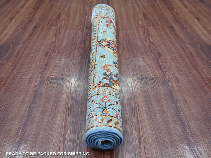 2'10" x 4'3" New Hand Knotted Blue Wool Rectangle Oriental Rug - MOA10222144