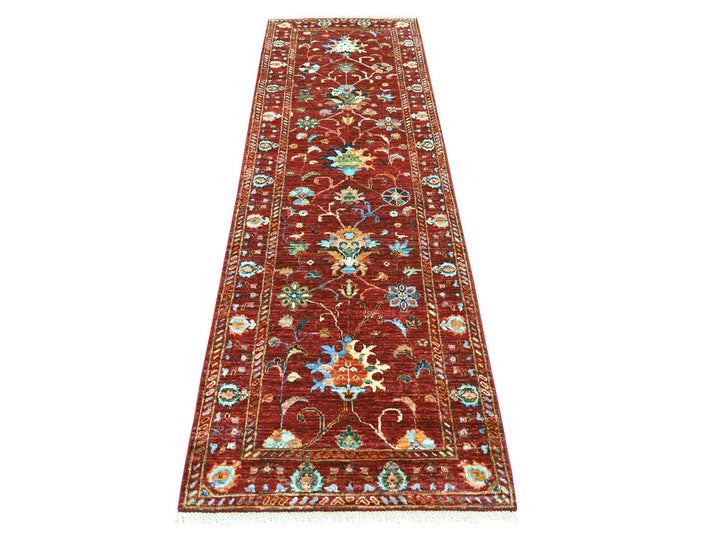 2'8" x 8'4" New Hand Knotted Red Wool Runner Oriental Rug - MOA10222145
