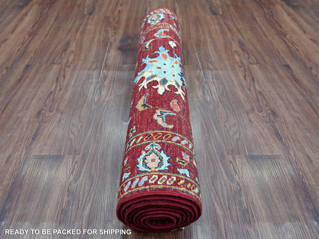 2'8" x 8'4" New Hand Knotted Red Wool Runner Oriental Rug - MOA10222145