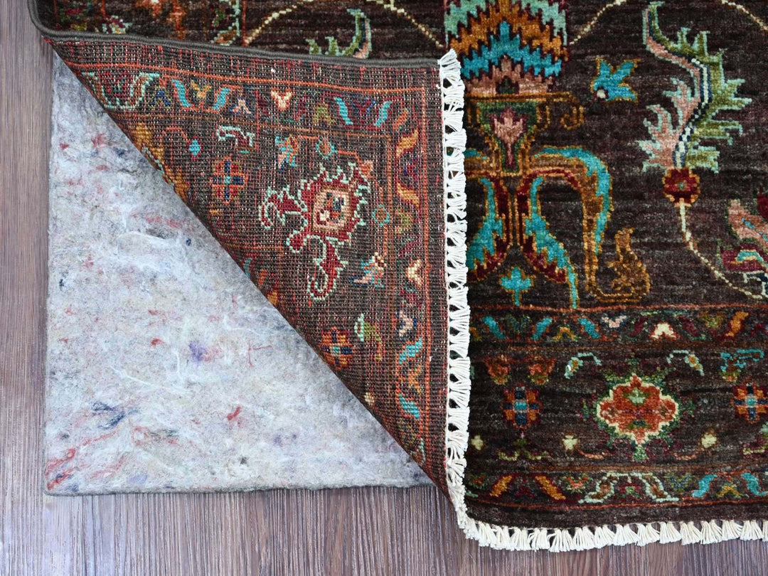 2'8" x 3'8" New Hand Knotted Brown Wool Rectangle Oriental Rug - MOA10222148