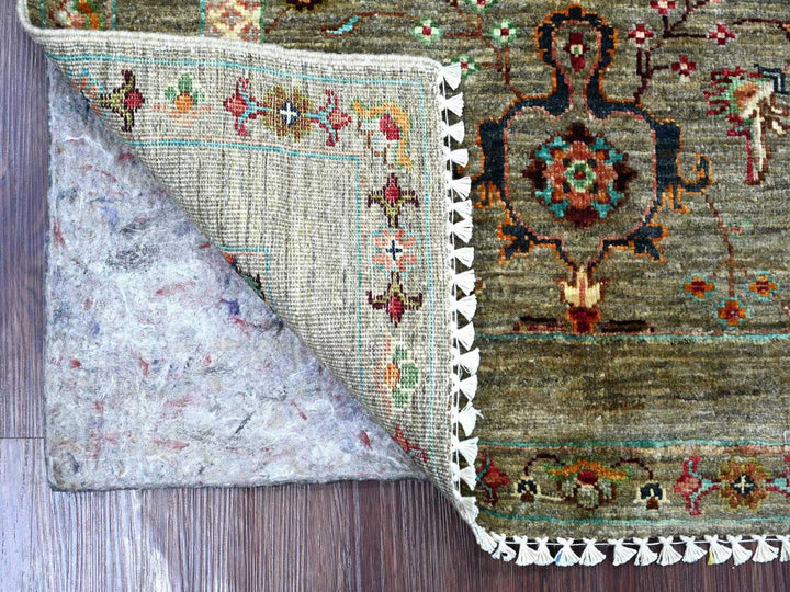2'9" x 3'10" New Hand Knotted Grey Wool Rectangle Oriental Rug - MOA10222149