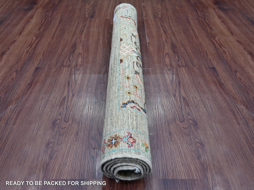 2'9" x 3'10" New Hand Knotted Grey Wool Rectangle Oriental Rug - MOA10222149