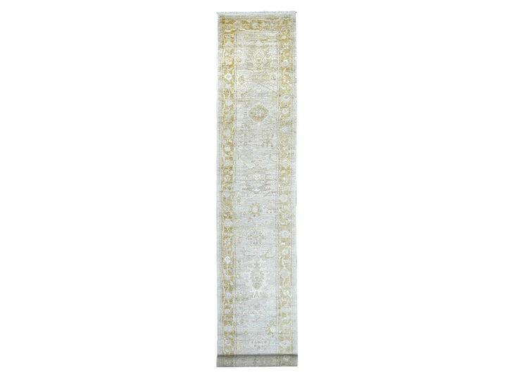 2'9" x 17'4" New Hand Knotted Grey Wool Runner Oriental Rug - MOA10222152