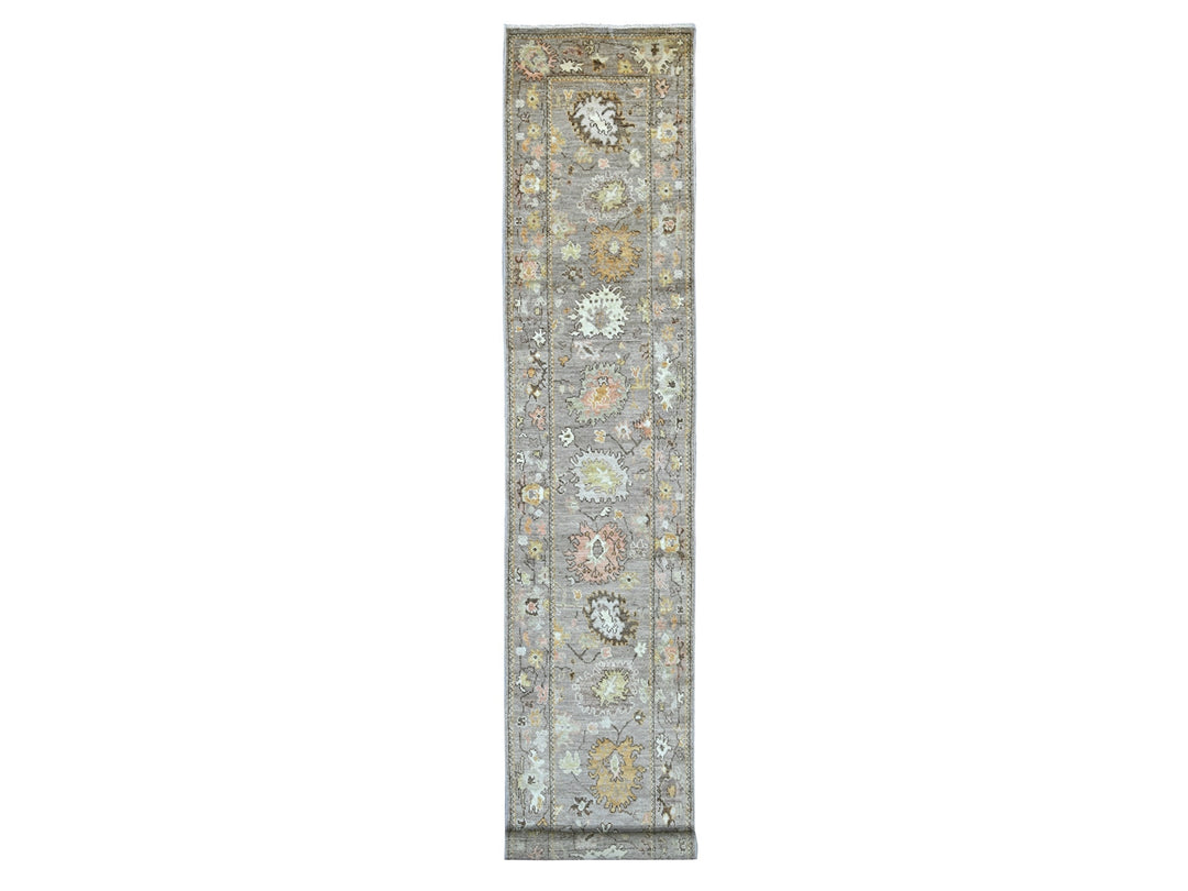 2'8" x 17'2" New Hand Knotted Brown Wool Runner Oriental Rug - MOA10222153