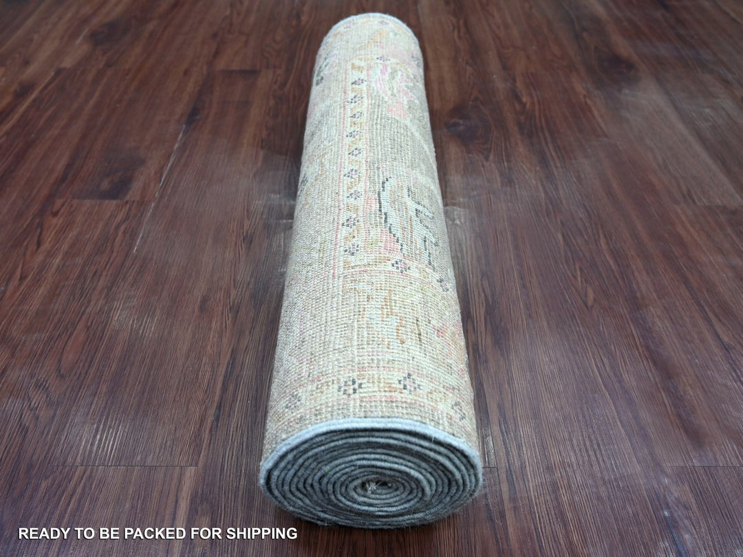 2'8" x 15'3" New Hand Knotted Grey Wool Runner Oriental Rug - MOA10222155