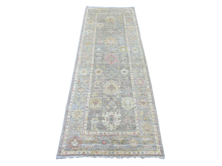 2'10" x 7'10" New Hand Knotted Grey Wool Runner Oriental Rug - MOA10222156