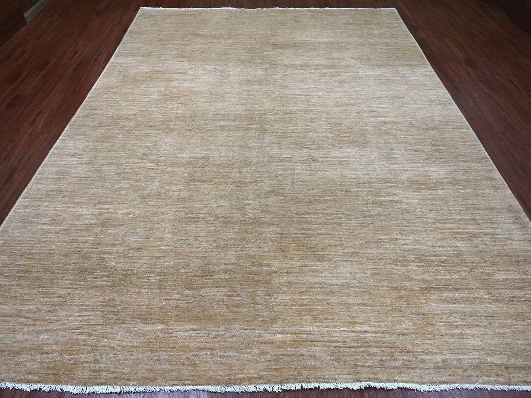 9'0" x 11'5" New Hand Knotted Brown Wool Rectangle Oriental Rug - MOA10222157