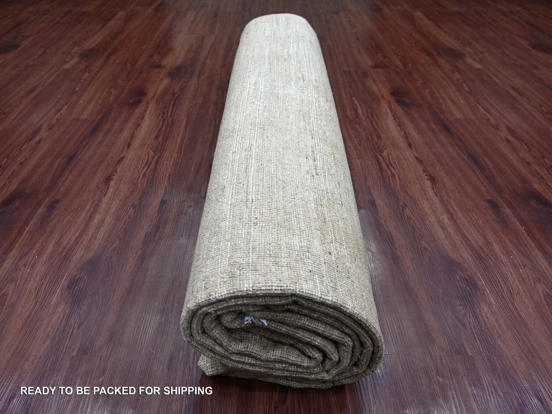 9'0" x 11'5" New Hand Knotted Brown Wool Rectangle Oriental Rug - MOA10222157