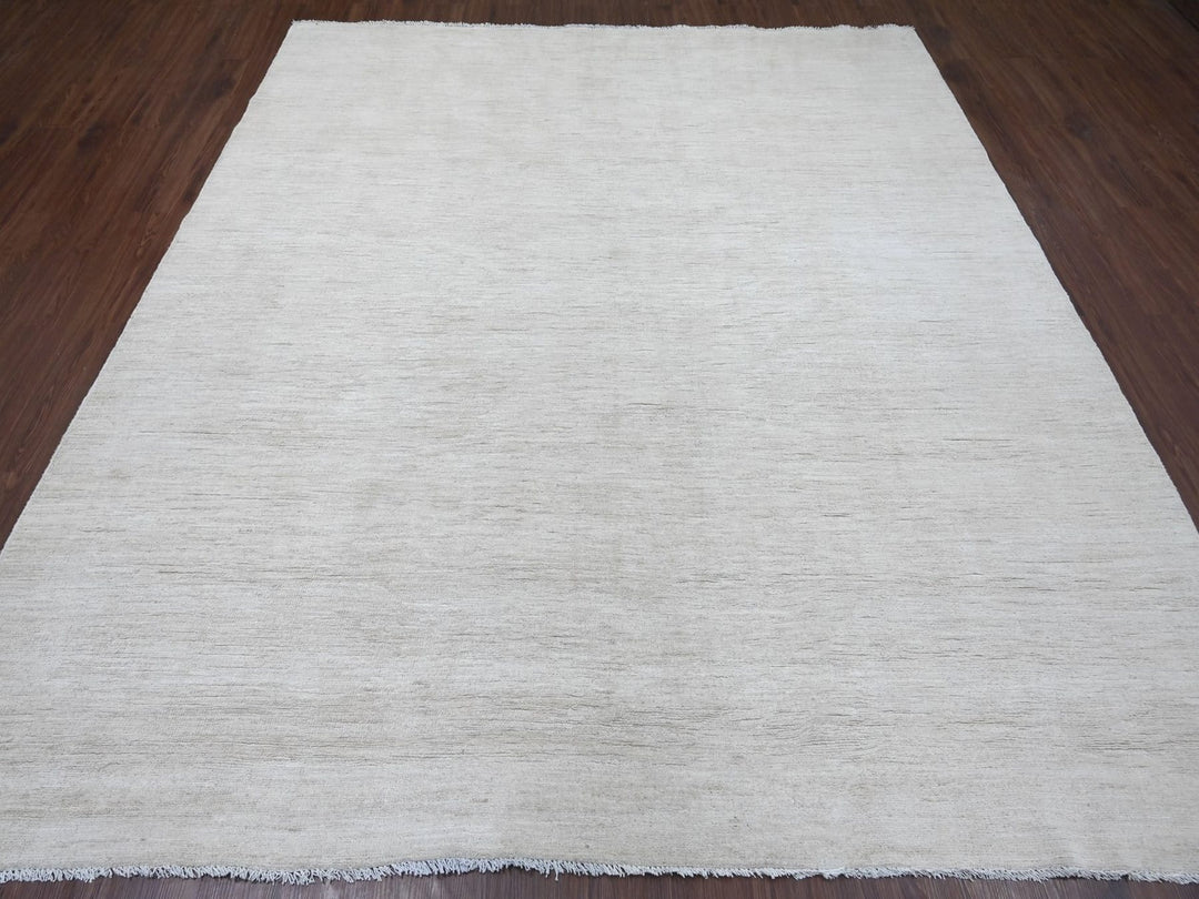 8'3" x 9'3" New Hand Knotted Ivory Wool Rectangle Oriental Rug - MOA10222158