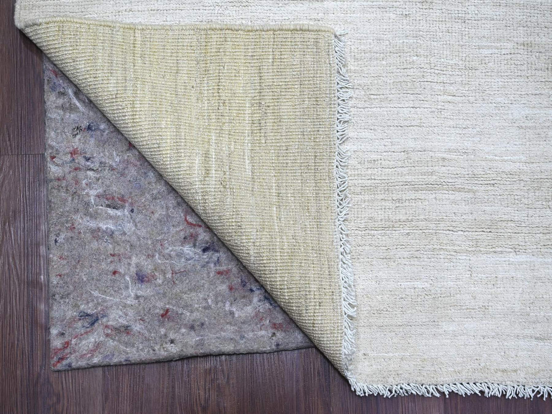 8'3" x 9'3" New Hand Knotted Ivory Wool Rectangle Oriental Rug - MOA10222158