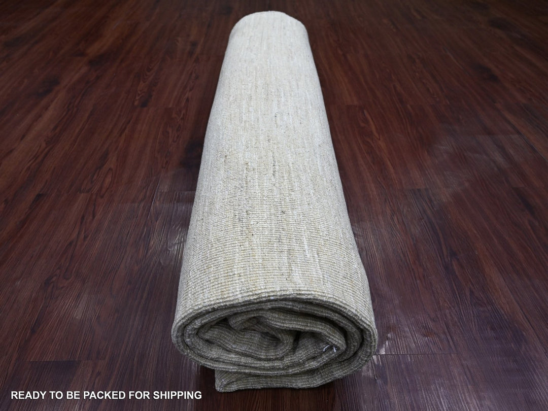 8'3" x 9'3" New Hand Knotted Ivory Wool Rectangle Oriental Rug - MOA10222158