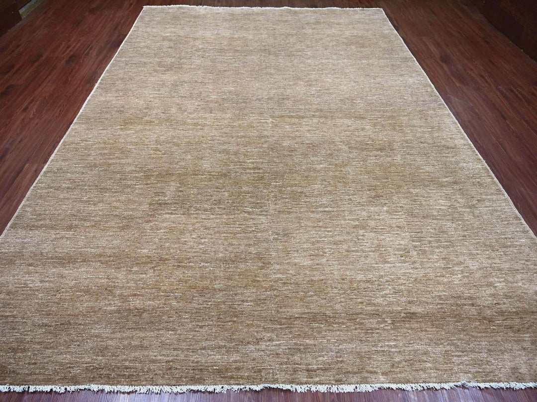 8'11" x 12'1" New Hand Knotted Brown Wool Rectangle Oriental Rug - MOA10222159