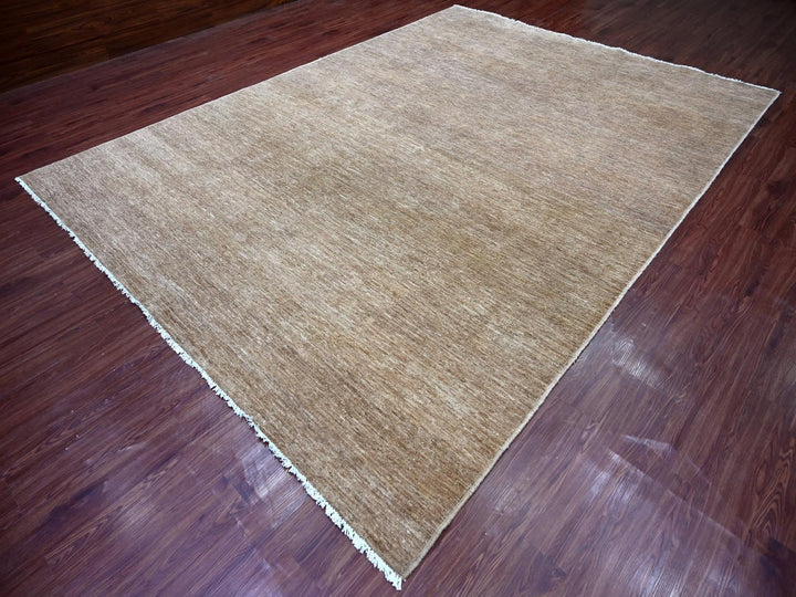 8'11" x 12'1" New Hand Knotted Brown Wool Rectangle Oriental Rug - MOA10222159