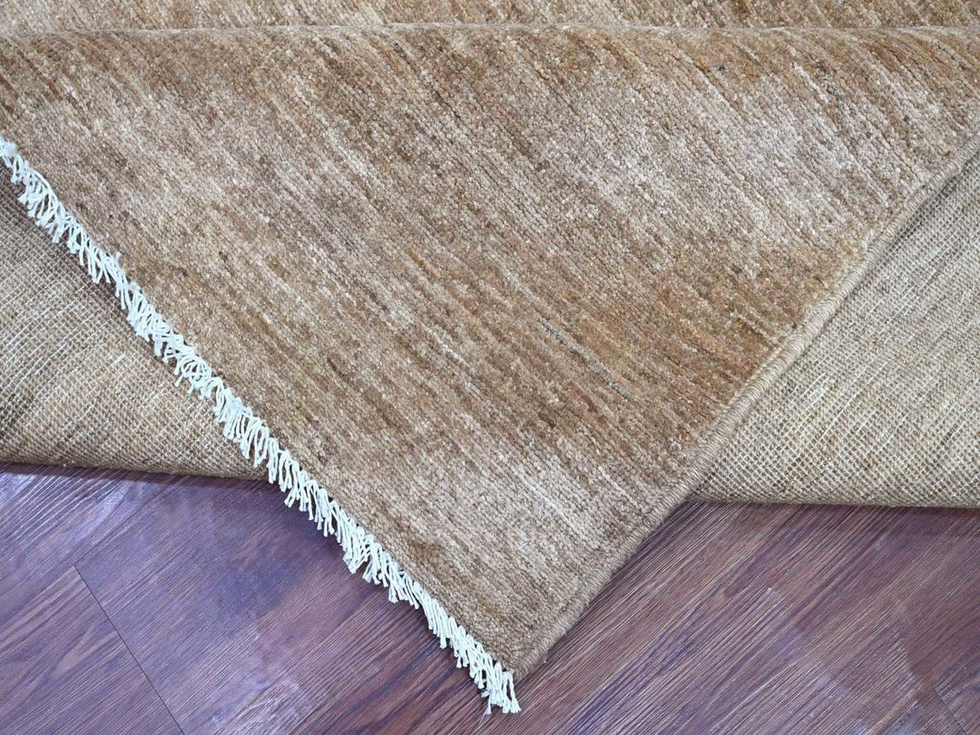 8'11" x 12'1" New Hand Knotted Brown Wool Rectangle Oriental Rug - MOA10222159