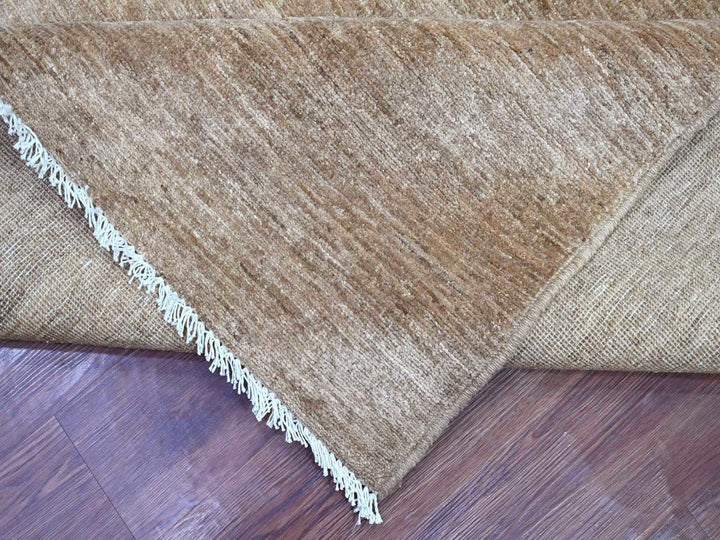 8'11" x 12'1" New Hand Knotted Brown Wool Rectangle Oriental Rug - MOA10222159
