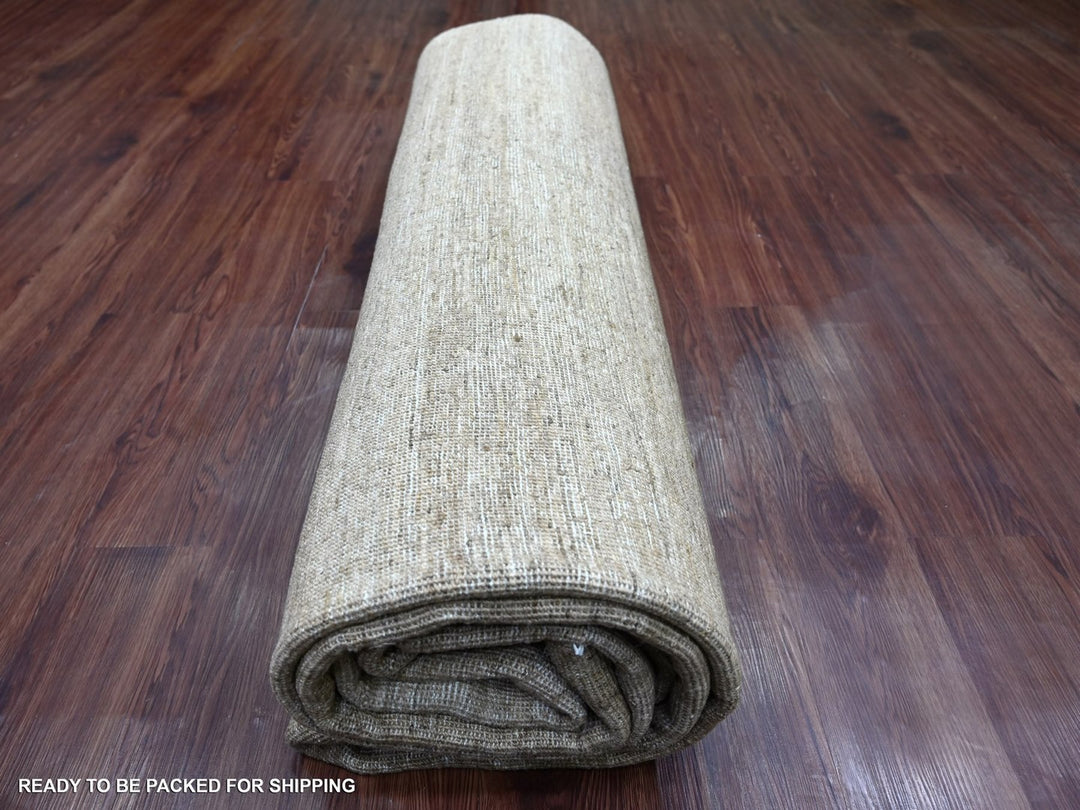 8'11" x 12'1" New Hand Knotted Brown Wool Rectangle Oriental Rug - MOA10222159