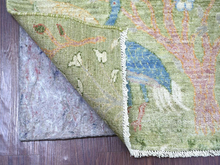 2'6" x 9'10" New Hand Knotted Green Wool Runner Oriental Rug - MOA10222160