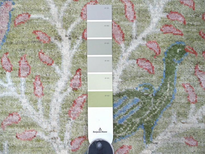 2'6" x 9'10" New Hand Knotted Green Wool Runner Oriental Rug - MOA10222160