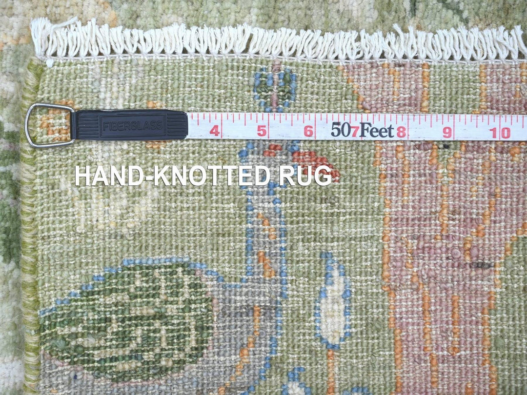 2'6" x 9'10" New Hand Knotted Green Wool Runner Oriental Rug - MOA10222160
