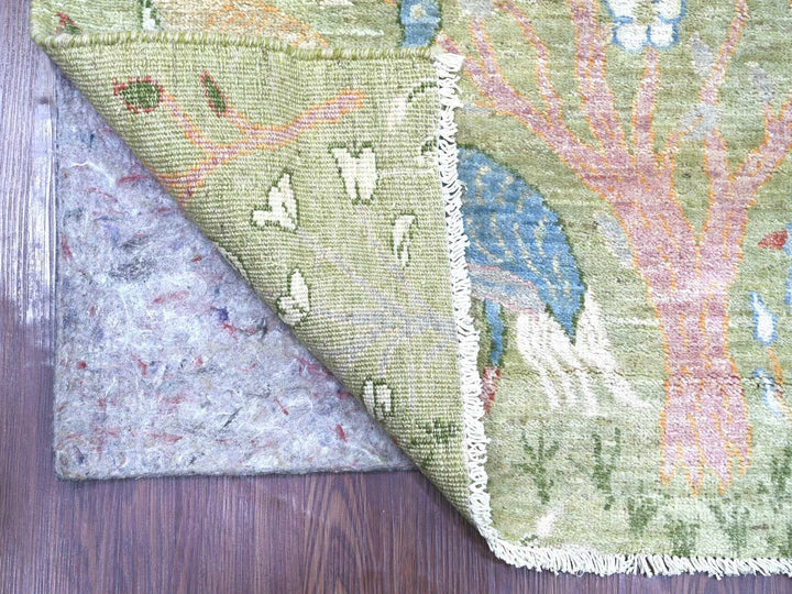 2'6" x 10'0" New Hand Knotted Green Wool Runner Oriental Rug - MOA10222162