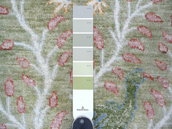 2'6" x 10'0" New Hand Knotted Green Wool Runner Oriental Rug - MOA10222162