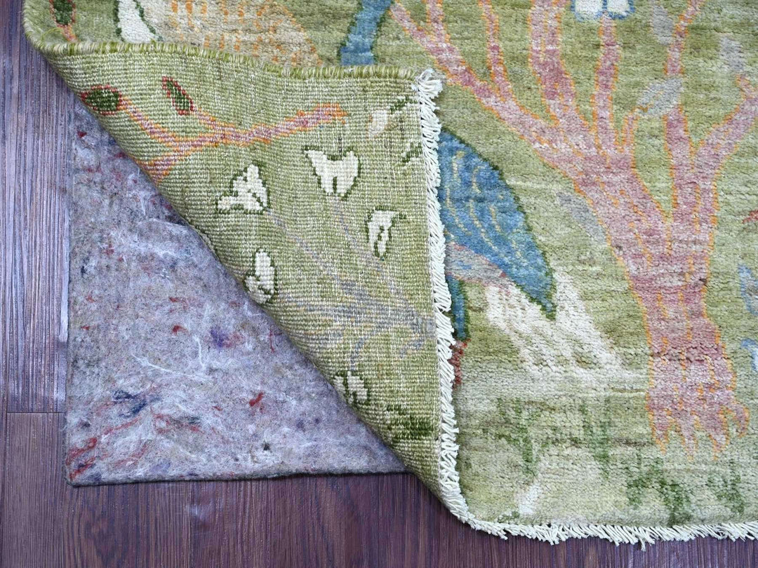 2'6" x 10'0" New Hand Knotted Green Wool Runner Oriental Rug - MOA10222163