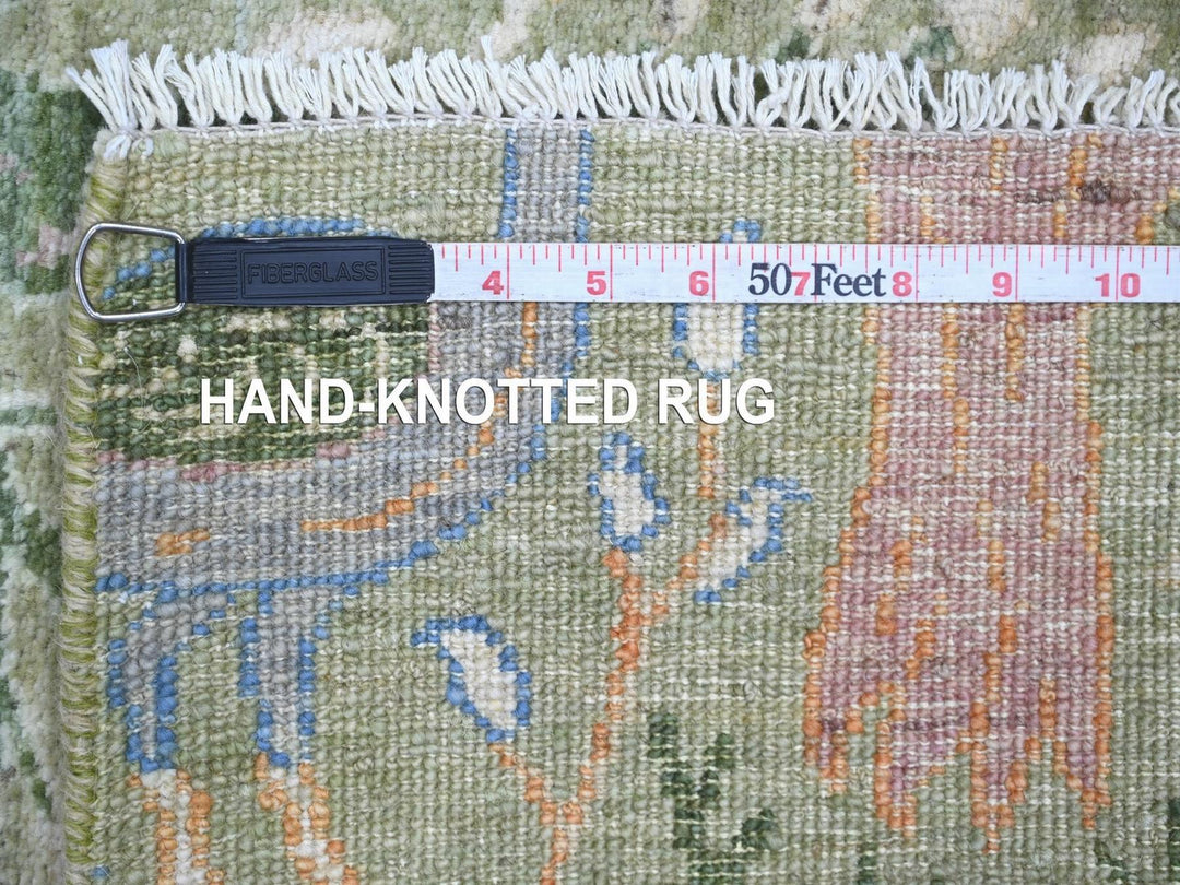 2'6" x 10'0" New Hand Knotted Green Wool Runner Oriental Rug - MOA10222163