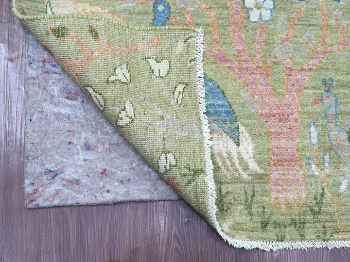 2'6" x 12'3" New Hand Knotted Green Wool Runner Oriental Rug - MOA10222164
