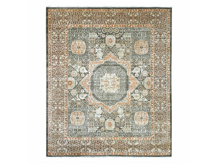 8'3" x 9'9" New Hand Knotted Brown Wool Rectangle Oriental Rug - MOA10222165