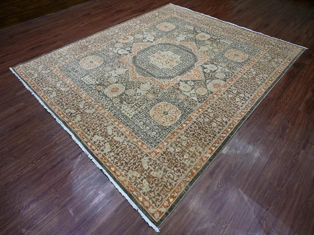 8'3" x 9'9" New Hand Knotted Brown Wool Rectangle Oriental Rug - MOA10222165