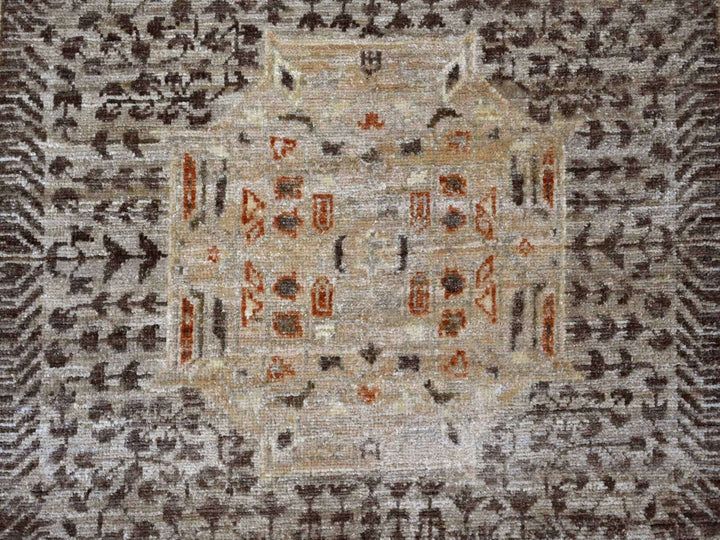 8'3" x 9'9" New Hand Knotted Brown Wool Rectangle Oriental Rug - MOA10222165