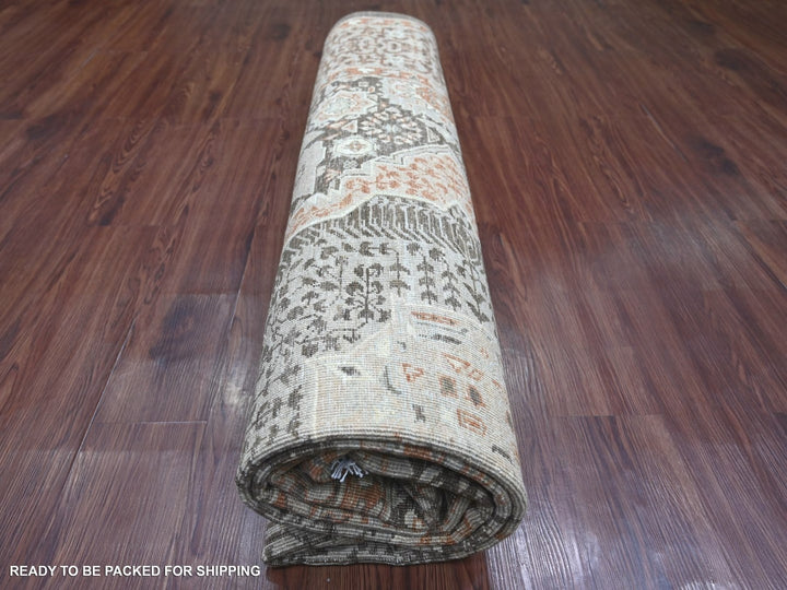 8'3" x 9'9" New Hand Knotted Brown Wool Rectangle Oriental Rug - MOA10222165