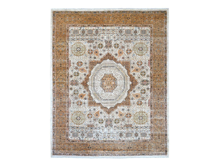 8'1" x 10'0" New Hand Knotted Ivory Wool Rectangle Oriental Rug - MOA10222166
