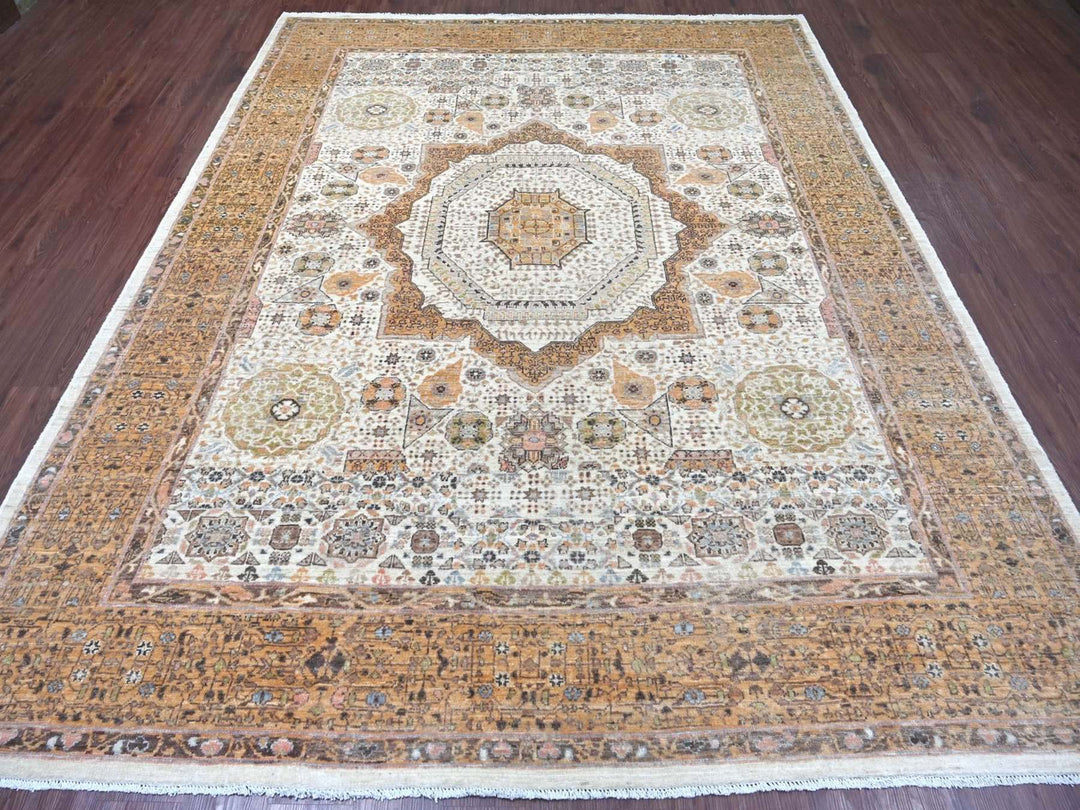 8'1" x 10'0" New Hand Knotted Ivory Wool Rectangle Oriental Rug - MOA10222166