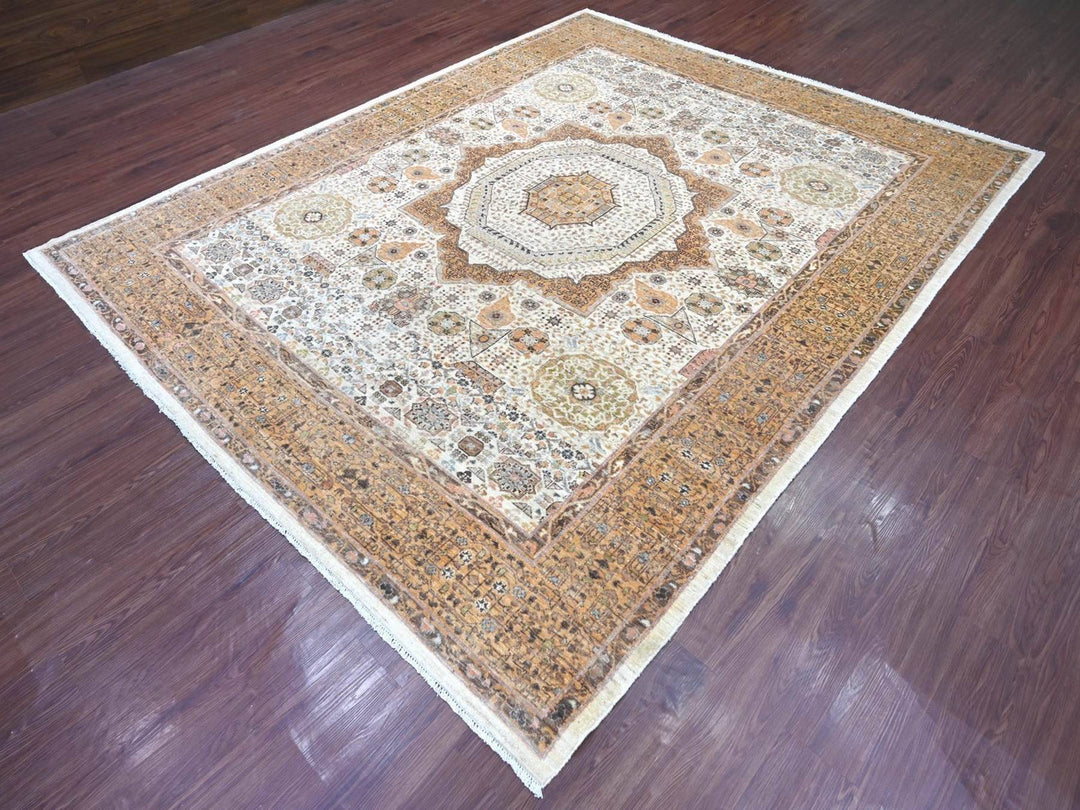 8'1" x 10'0" New Hand Knotted Ivory Wool Rectangle Oriental Rug - MOA10222166