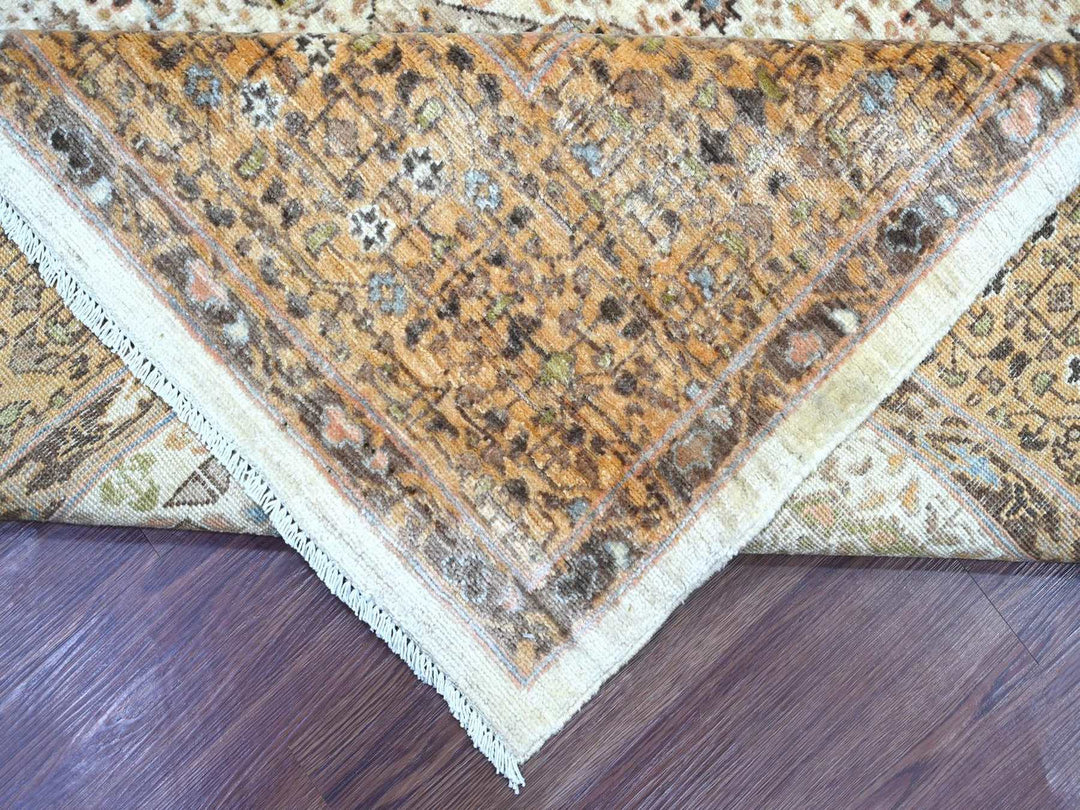 8'1" x 10'0" New Hand Knotted Ivory Wool Rectangle Oriental Rug - MOA10222166