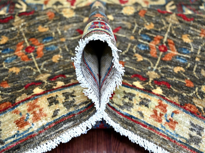 8'9" x 11'10" New Hand Knotted Grey Wool Rectangle Oriental Rug - MOA10222167